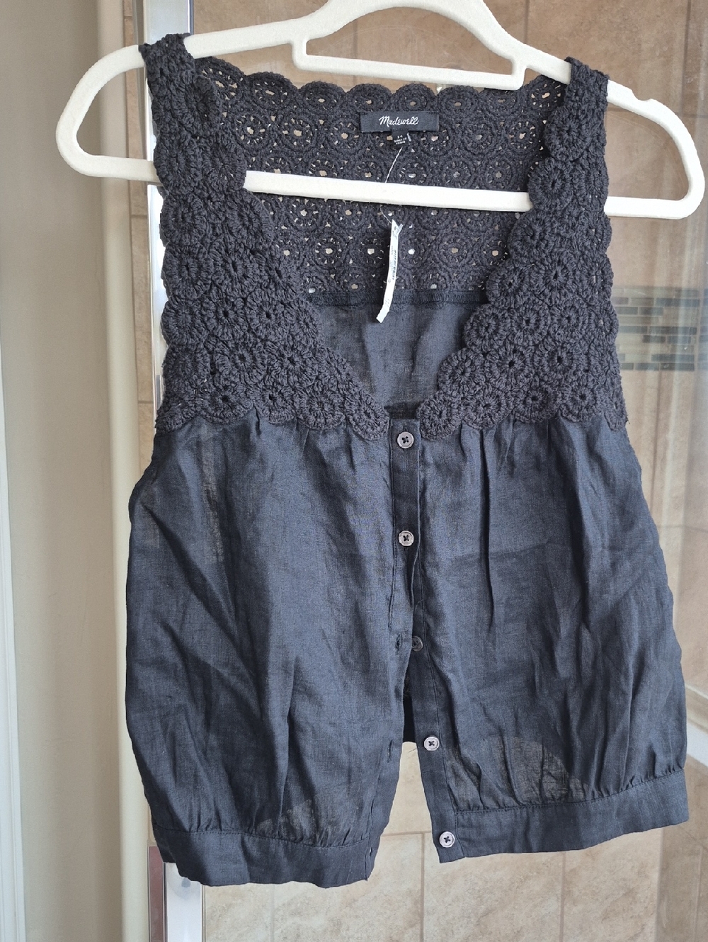 Madewell Linen Top V Neck Size 14 - Picture 3 of 13